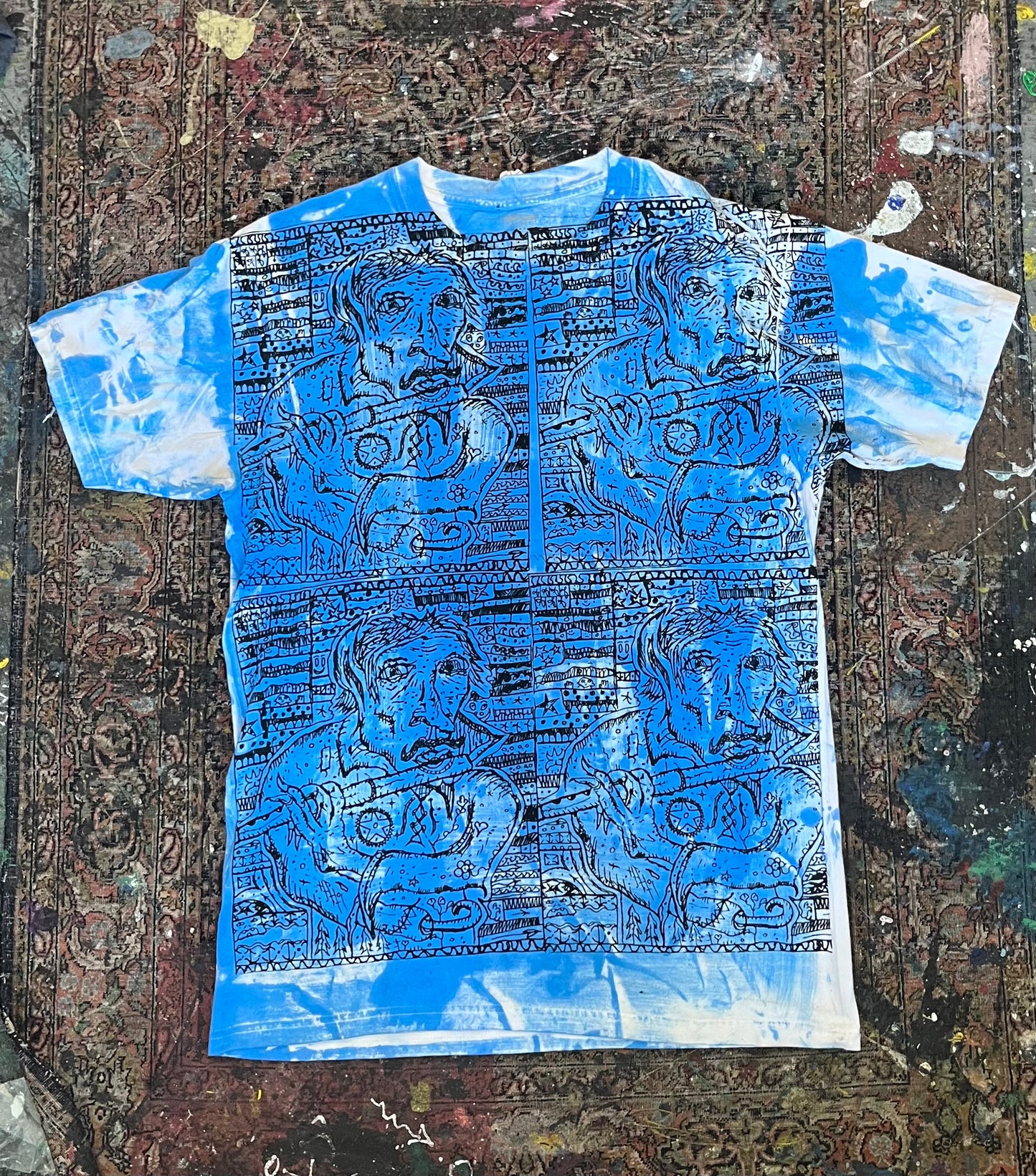 Flute Player All Over Tee Blue Fill