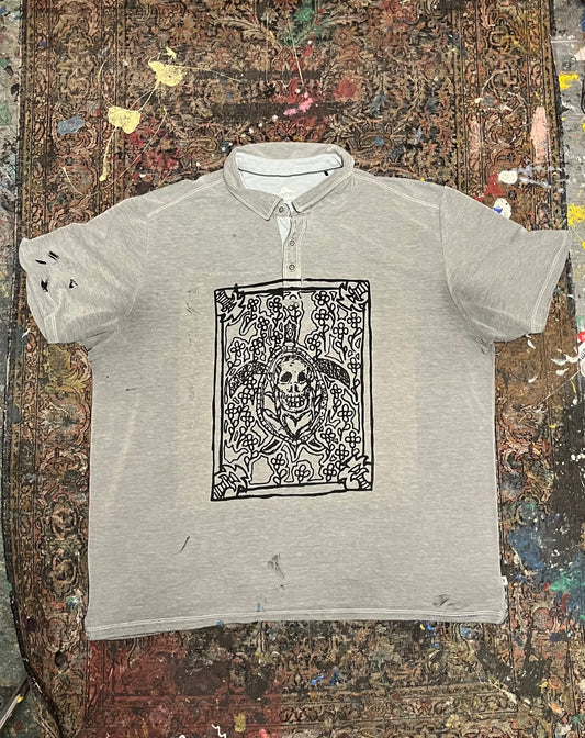 Turtle Print Polo Grey