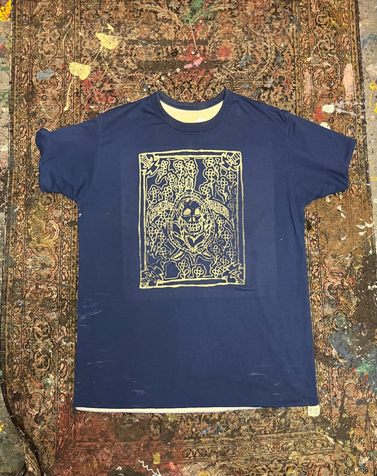 Turtle Print Heavy Tee Blue