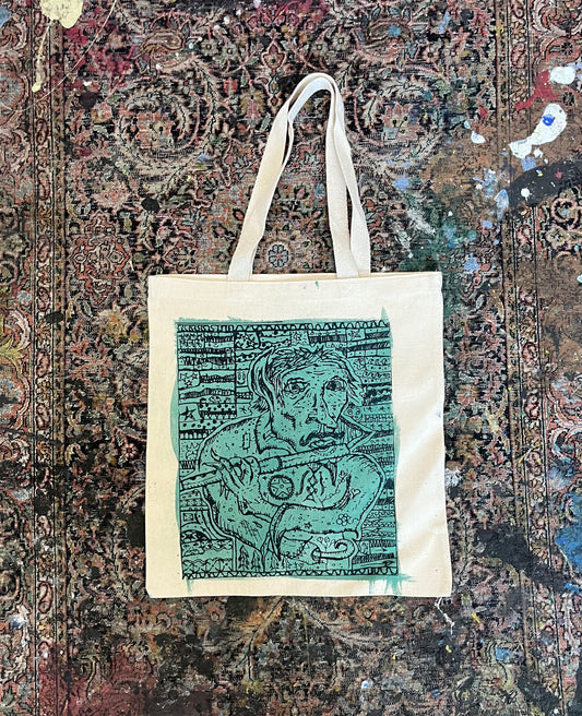 Flute Player Tote Green Fill