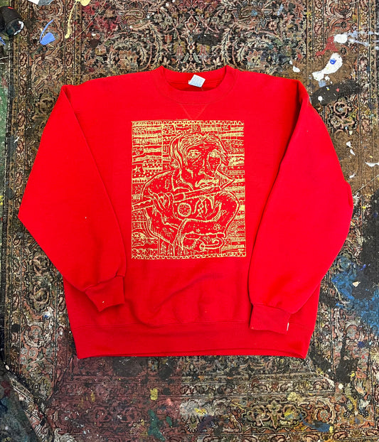 Flute Player Crewneck Red